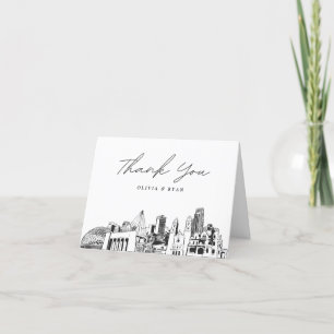 Omaha Skyline Sketch Blank Thank You Card