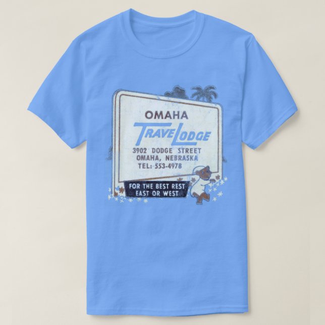 Omaha Travel Lodge Retro Mid Century Aesthetic T-Shirt (Design Front)