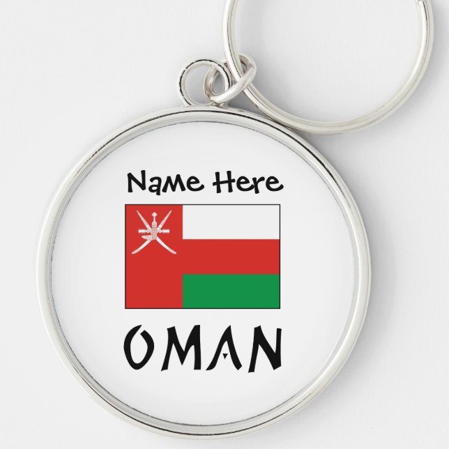 Oman and Omani Flag with Your Name Key Ring (Front)