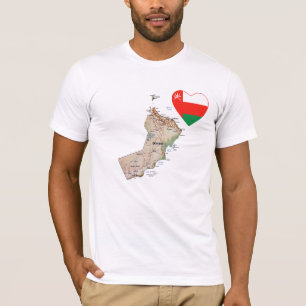 Oman Flag Heart and Map T-Shirt
