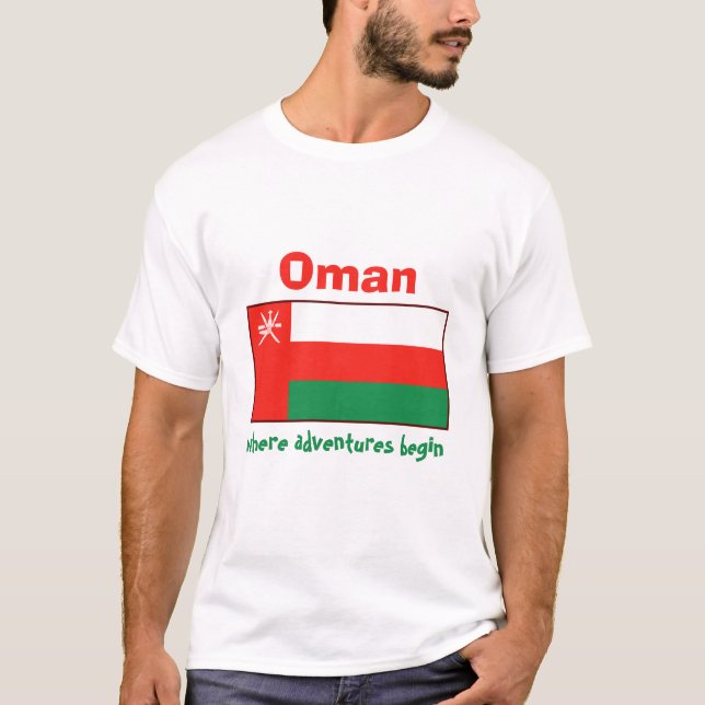 Oman Flag + Map + Text T-Shirt (Front)