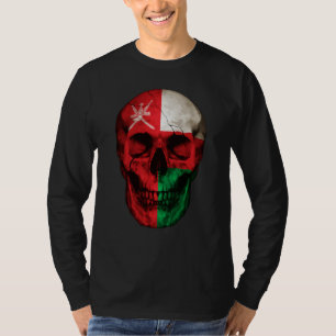 Oman Flag Skull Omani Roots Proud Patriotic T-Shirt