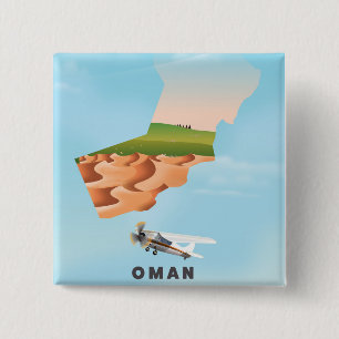 Oman illustrated map travel poster 15 cm square badge