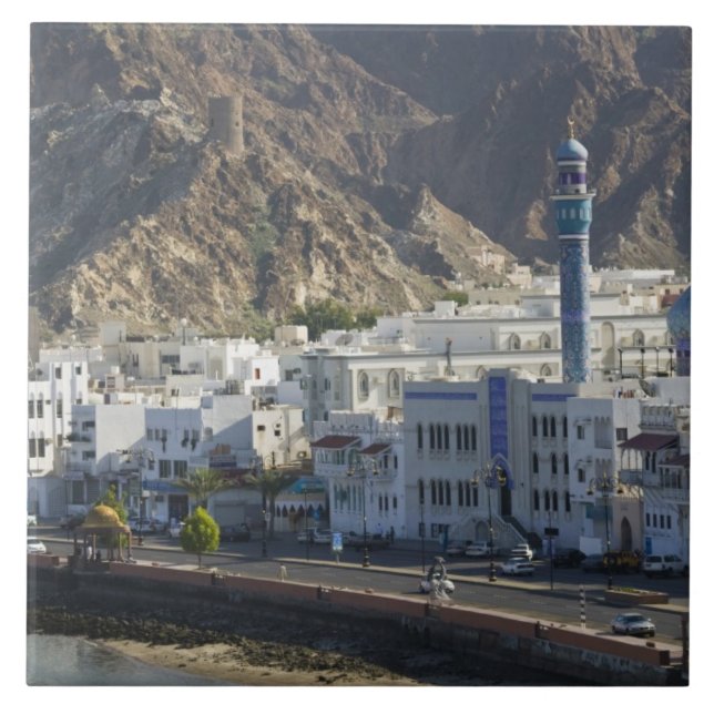 Oman, Muscat, Mutrah. Buildings along Mutrah Tile (Front)