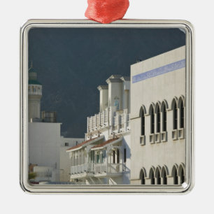 Oman, Muscat, Mutrah. Mutrah Corniche Mosque and Metal Tree Decoration