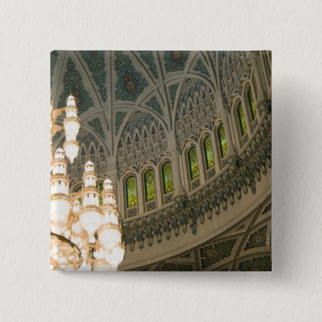 Oman, Muscat, Sultan Qaboos mosque 15 Cm Square Badge (Front)