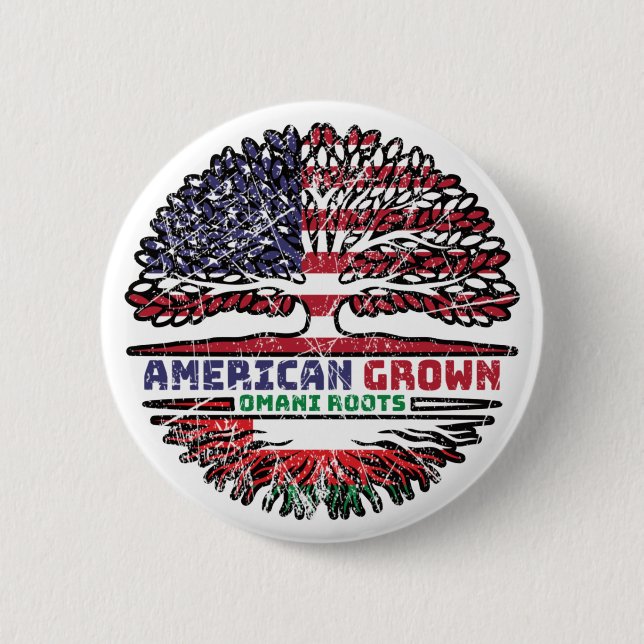 Oman Omani American USA Tree Roots Flag 6 Cm Round Badge (Front)