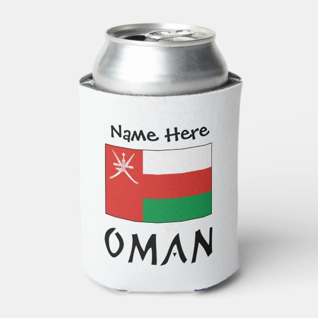 Oman Omani Flag Personalised Name  Can Cooler (Can Front)