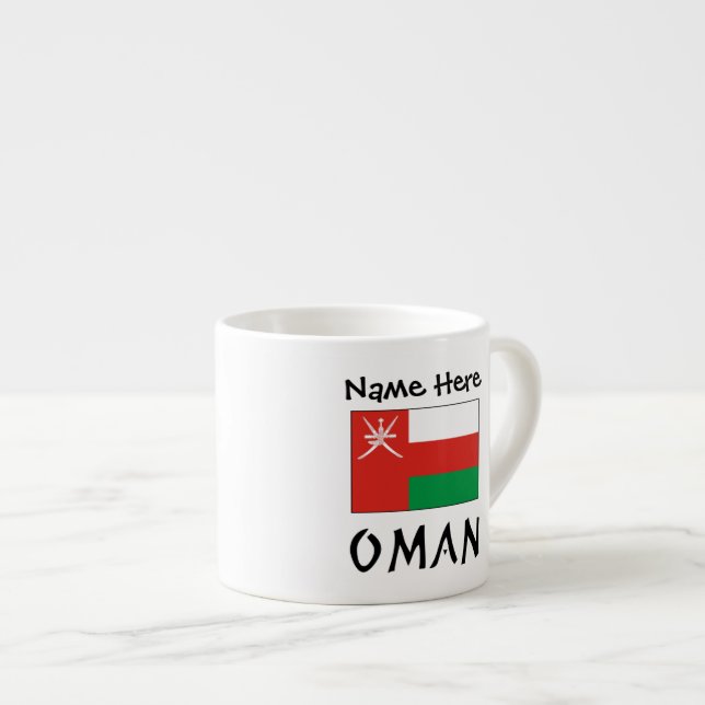 Oman Omani Flag Personalised Name  Espresso Cup (Front Right)