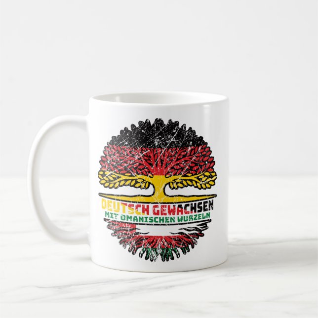 Oman Omanisch Deutsch Baum Wurzel Coffee Mug (Left)