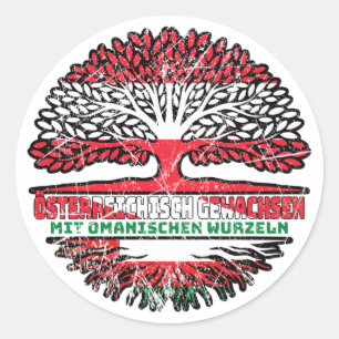 Oman Omanisch Österreichisch Österreich Baum Classic Round Sticker