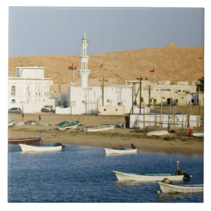 Oman, Sharqiya Region, Sur. Ayajh Town, Dusk Tile
