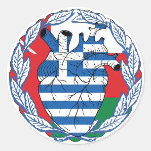 Omani Oman Greek Independence Greek Greece Heart Classic Round Sticker