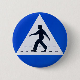 Omani pedestrian crossing sign - Muscat, Oman 6 Cm Round Badge
