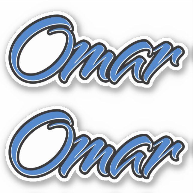 Omar name blue sticker embroiderset (Front)