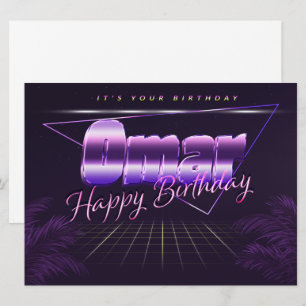 Omar Name Vorname lila retro Karte Geburtstag Card