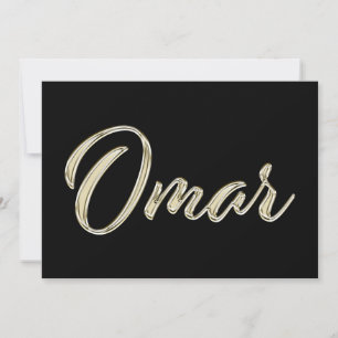 Omar Name white gold Handwriting Card