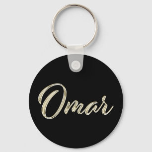 Omar Name whitegold Button Schlüsselanhänger Key Ring