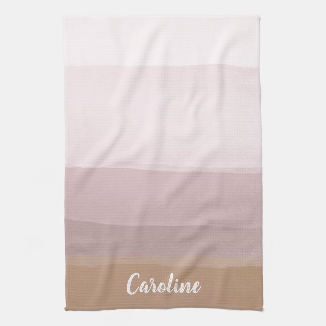 Ombre Abstract Watercolor Stripes in Dusty Lilac Tea Towel (Vertical)