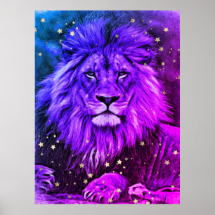 *~* Ombre Artsy Artistic Celestial LION AP23 Poster