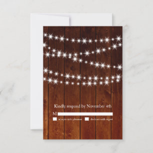 Ombre Barn Board Twinkle Lights RSVP Card