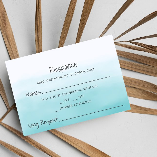 Ombre Beach Destination Ocean Tropical Wedding RSVP Card (Creator Uploaded)