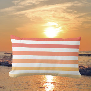 Ombre Beach Sunrise Stripes Orange & Yellow Glow Lumbar Cushion