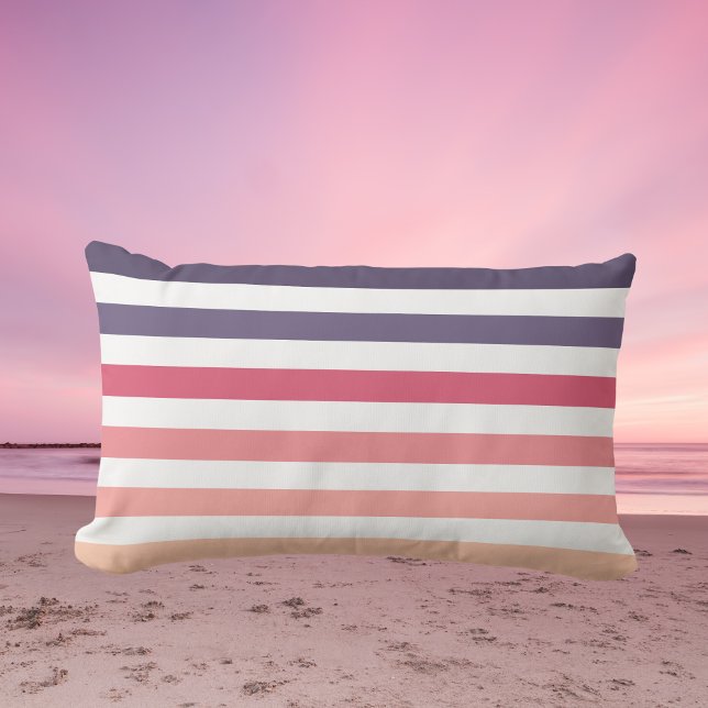 Ombre Beach Sunset Stripes Dusky Purple & Pink  Lumbar Cushion (Creator Uploaded)
