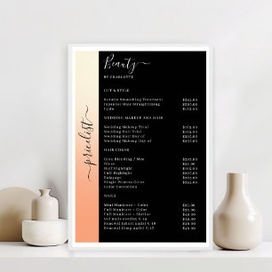 Ombre, Beige, Orange & Black Pricelist Salon  Poster