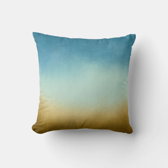 Ombre Blue and Gold Pillow (Front)