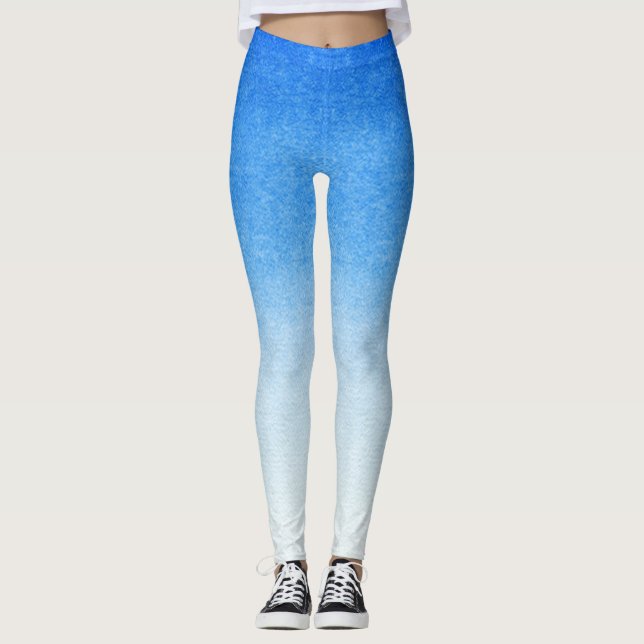 Ombre Blue and white Dive into dreamy hues Leggings (Front)