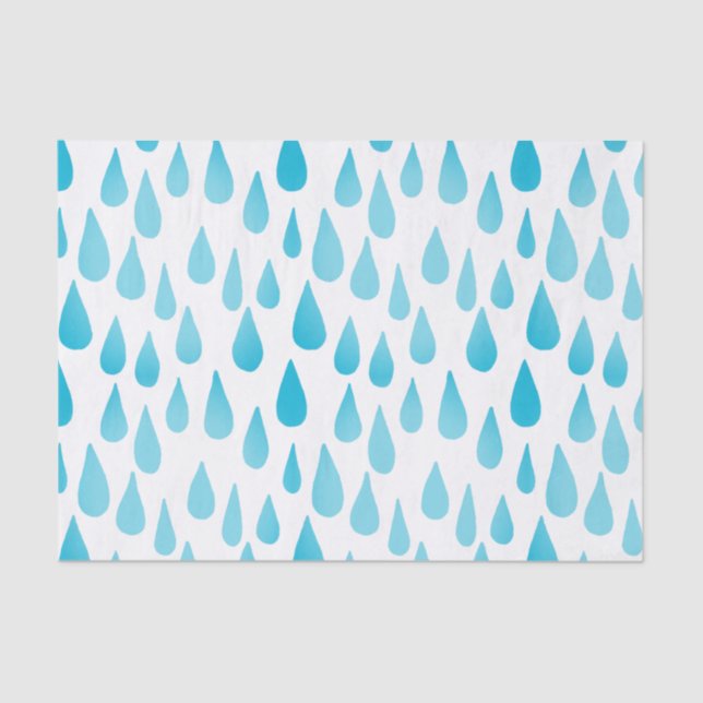 Ombre Blue Falling Raindrops Tissue Paper (Front)
