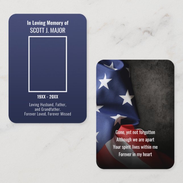 Ombre Blue Flag Prayer Photo Card (Front/Back)