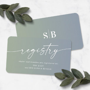 Ombre Blue & Green Wedding Shower Gift Registry Enclosure Card