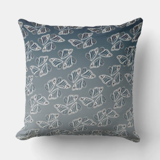 Ombre Blue Monarch Butterfly Wings Cushion