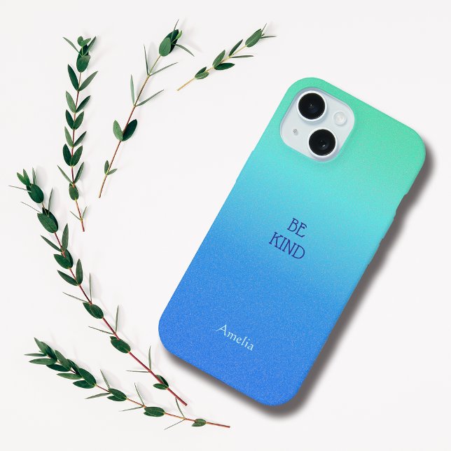 Ombre Blue Personalise Quote & Name Iphone Case (Creator Uploaded)