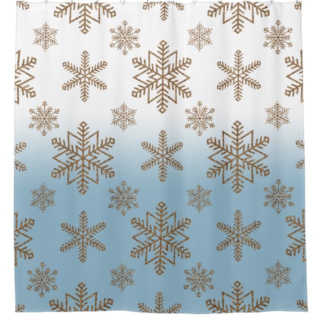 Ombre Blue Snowflake    Shower Curtain (Front)