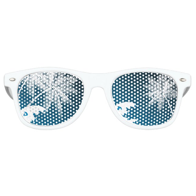 OMBRÉ BLUE TROPICAL PALMS RETRO SUNGLASSES (Front)