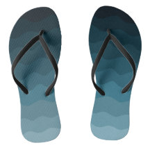 Ombre Blue Waves Pattern Jandals