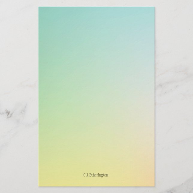 Ombre Blue/Yellow Personalised Stationery (Front)
