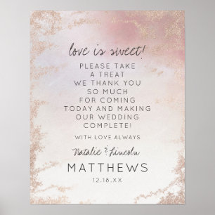 Ombre Blush Pink Foil Love is Sweet Wedding Sign