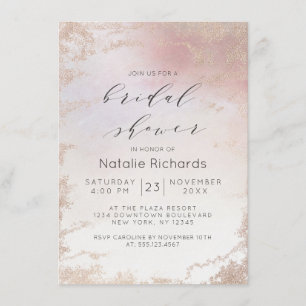Ombre Blush Pink Frosted Foil Trendy Bridal Shower Invitation