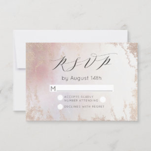 Ombre Blush Pink Frosted Foil Watercolor Wedding RSVP Card