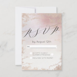 Ombre Blush Pink Frosted Foil Wedding RSVP Reply Card