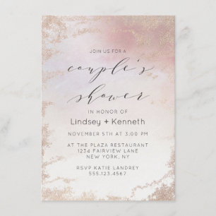 Ombre Blush Pink Frosted Foil Wedding Shower Invitation