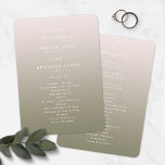 Ombre Blush Pink & Green Wedding Ceremony Program Programme<br><div class="desc">Simple Ombre Blush Pink & Green Wedding Ceremony Program. This modern minimal Order of Services Card is simple classic and elegant with a subtle ombre gradient fade and a pretty signature script calligraphy font with tails. Shown in the new Colorway. Available in several colour options, or feel free to edit...</div>