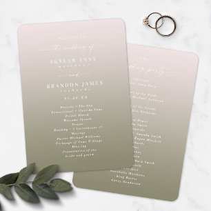 Ombre Blush Pink & Green Wedding Ceremony Program Programme