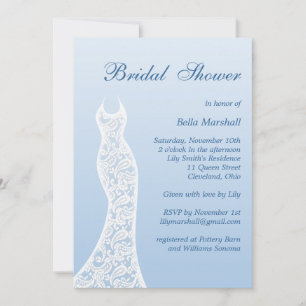 Ombre Bridal Shower Invitation in Placid Blue