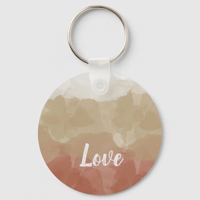 Ombre Brown and Tan Love Graceful Gradient Key Ring (Front)