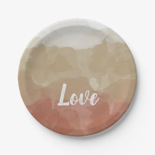 Ombre Brown and Tan Love Graceful Gradient Paper Plate